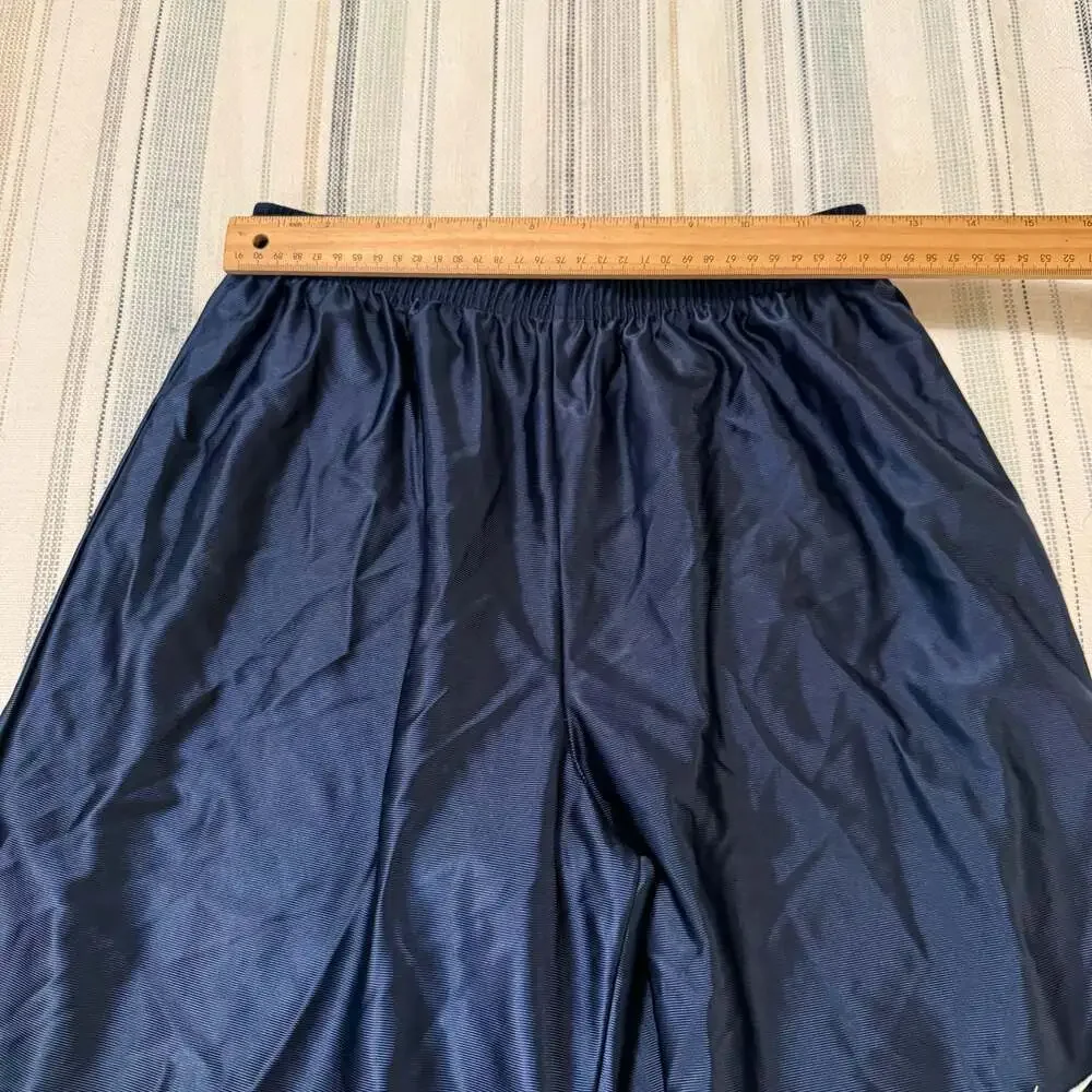 Vintage Y2K Nike Silver Tag Navy Blue Satin Basketball Shorts Swoosh Youth XL